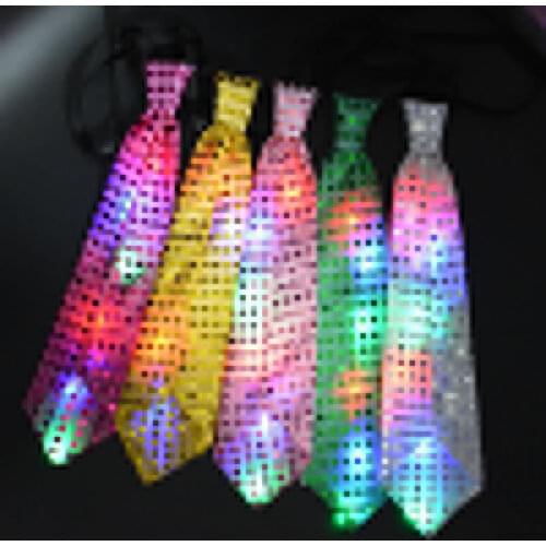Sequins LED Light-Up Neck Ties Flashing Blinking Ties Kids Adults Dance Wear Glow Party Supplies Christmas Carnival Rave Party