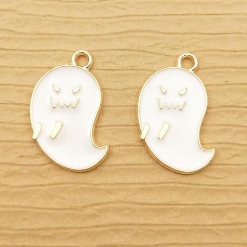 10pcs 12x22mm enamel ghost charm for jewelry making cute earring pendant bracelet charm necklace charms diy finding