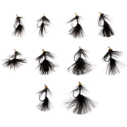 10pcs Bead Head Woolly Bugger Wet Flies Sinking Trout Fishing Flies Black Artificial Fishing Lures Dropshipping