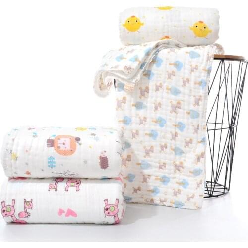 110x110cm High-density Six-layer Gauze Cartoon Absorbent Kids Quilt Baby Bath Towel Soft Newborn Towel Quilt Sleeping Blanket