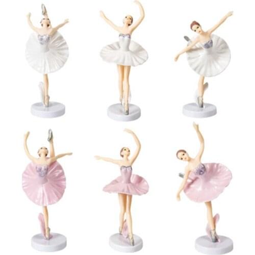 3pcs Pink and White Ballet Girl Cake Topper Happy Birthday Party Decor Kids Girl Toy Gifts Ballet Birthday Girl Favors