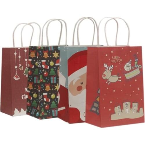 30Pcs/lot Christmas Craft Bag Assortment/CHRISTMAS/HOLIDAY wrap Elk Santa Claus paper bags with handles Kid gift bags 21x13x8cm