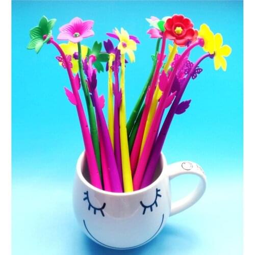 60pcs kawaii gel pen cute mix flower pens for office and school supplies students kids cute stationary mixed bulk free shipping
