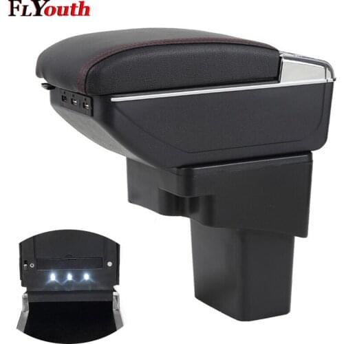 Car Armrest Box For Nissan Juke 2014-2017 USB Charging LED Light Arm Rest Rotatable Centre Console Storage Box Styling