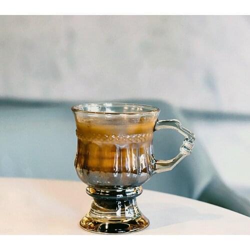 Goblet Luxurious British Afternoon Tea Latte Coffee Cup Embossed Vintage European Style Glass Mug High-End Wine Set