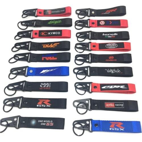 Motocross Embroidery Key Holder Chain Collection Keychain for BMW MV Agusta Triumph KTM HONDA Motorcycle Strap Key Ring Keyring