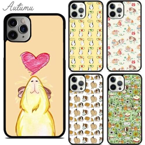 Funny Cute Animal Guinea Pig Phone Case for iPhone 11 12 Pro Max mini X XR XS SE 2020 5 6S 7 8 Plus Galaxy S8 S9 S10 Cover shell
