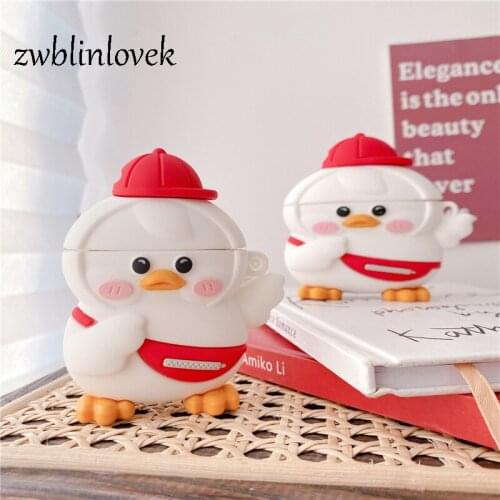 Cute cartoon fashion duck case for airpods 1 2 pro charging case soft silicone wireless bluetooth headset protect cover coke