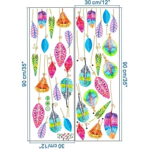 Colorful Feather Wall Stickers Living Room Bedroom TV Background Wall Mural Poster Art Home Decor Self-adhesive Wall Decals