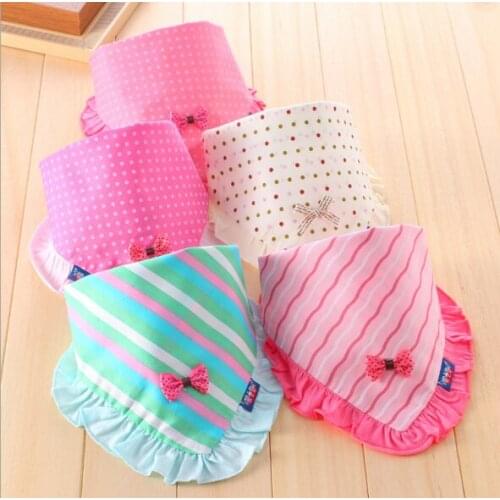 Baby Bibs Lace twill cotton children 's triangle large - size double - layer cotton saliva towel small fresh 45x35cm