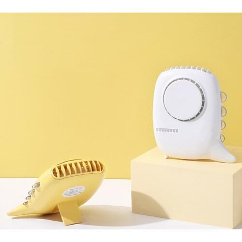 Cartoon Dinosaur Shape Portable Mini Fan Cooler USB Charging Outdoor Travel Hanging Neck Air Cooling Fan Household Desktop Fans