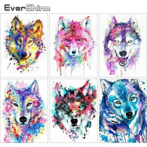 EverShine 5D Diamond Painting Wolf Cross Stitch Diamond Embroidery Animals Picture Rhinestones Handmade Art Hobby Home Decor
