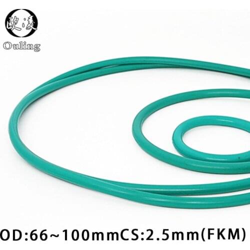 Fluorine rubber Ring Green FKM O ring Seal OD66/70/74/75/78/80/85/90/95/100*2.5mm fkm Rubber O-Ring Oil Ring Fuel Gasket Washer