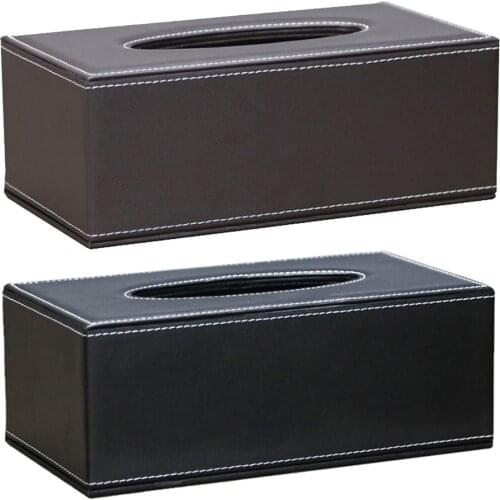 PU Leather Tissue Box Holder Rectangular Napkin Paper Case Dispenser Holder