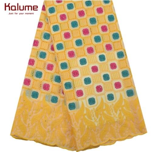 Kalume 2020 Latest African Lace Fabric High Quality Nigerian Swiss Cotton Lace Fabric In Switzerland With Stones For Dress F1850