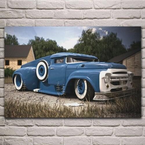 Cool blue retro cars manipulated posters on the wall picture home living room decoration for bedroom KL333