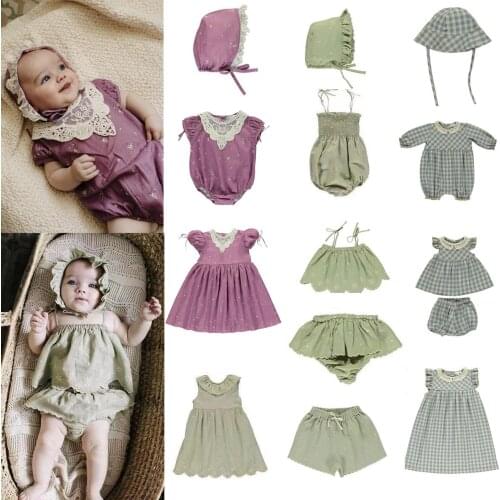 Baby Girls Rompers 2021 SS Summer Spring Bebe Brand Cute Toddler Infant Girl Dress Tops Sisters Matching Clothes Set Suit Shorts