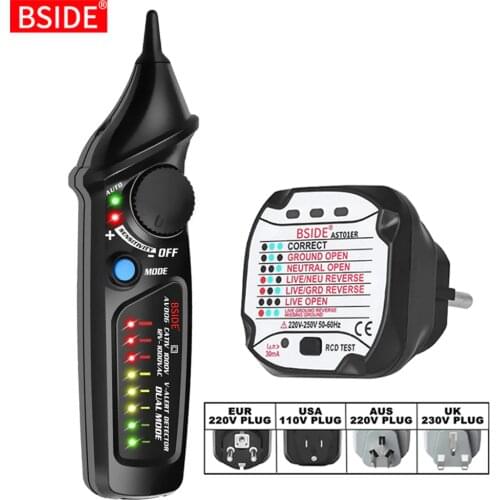 BSIDE Circuit Safety Checkup Kit AVD06 Voltage Detector And Socket Tester RCD GFCI Test NCV Continuity Neutral Live wire check