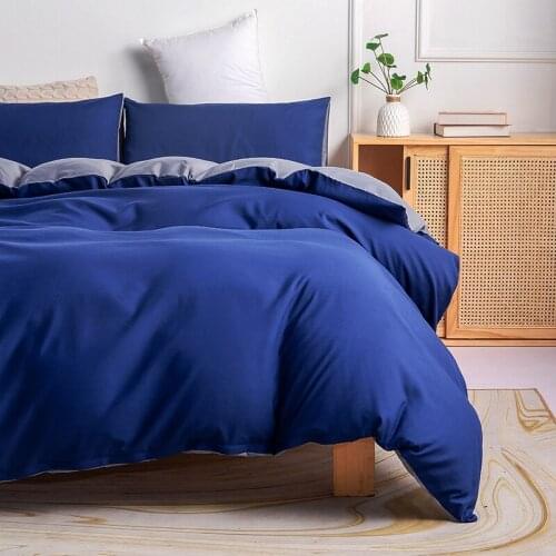 Pure Hue Duvet Cover Sets Bed Linen Bedding Set Quilt/Comforter case Pillow Covers Single Double Full Dark Blue Home Textiles