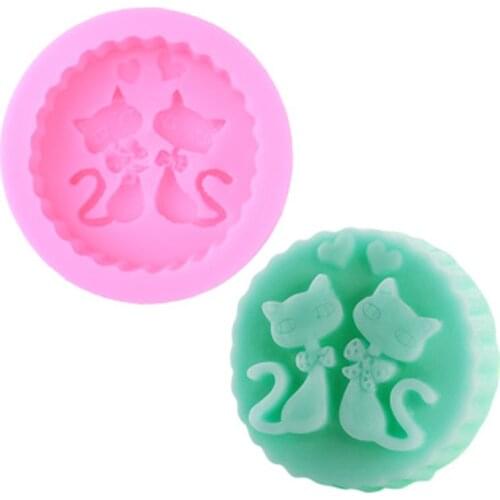 DIY Handmade Round Cat Silicone Soap Mold Cat Chocolate Cake Craft Mold Baking Fondant Molds Ktten Cats Candle Clay Making Molds