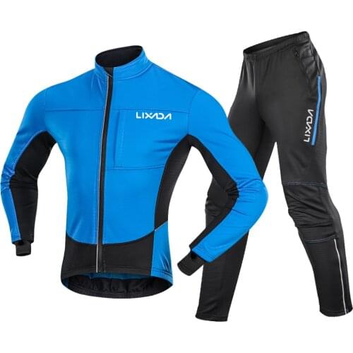 Lixada Men Winter Cycling Clothing Set Waterproof Windproof Thermal Fleece Bike Riding Jacket and Pant Sportswear Cycling Jersey