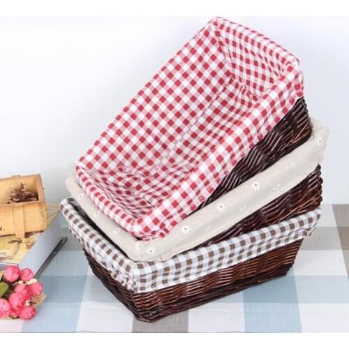 Rattan Storage Tray Basket Linen Cloth Storage Box Organizer Cosmetic Brush Remote Holder Home Storage Organization хлебница