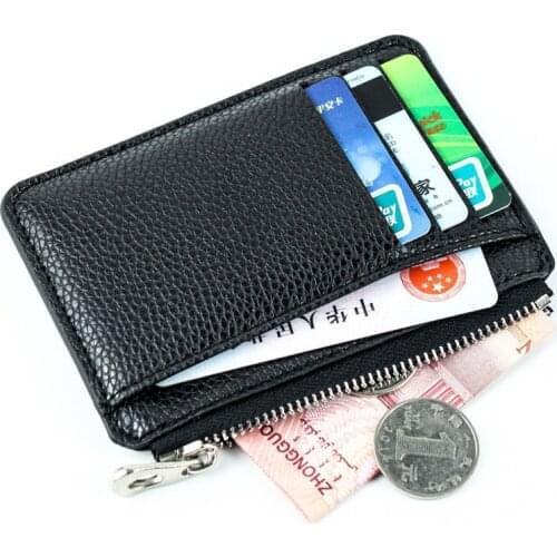 Fashion Card Holder PU Leather Unisex Zipper Business ID Card Case Wallet Purse CreditCard Cardholder Protection Gift