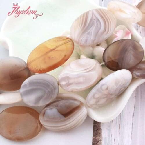 Natural Botswana Agate Oval Smooth Stone Beads Loose Spacer Beads For Jewelry Making DIY Bracelet Necklace Strand 15 Inich