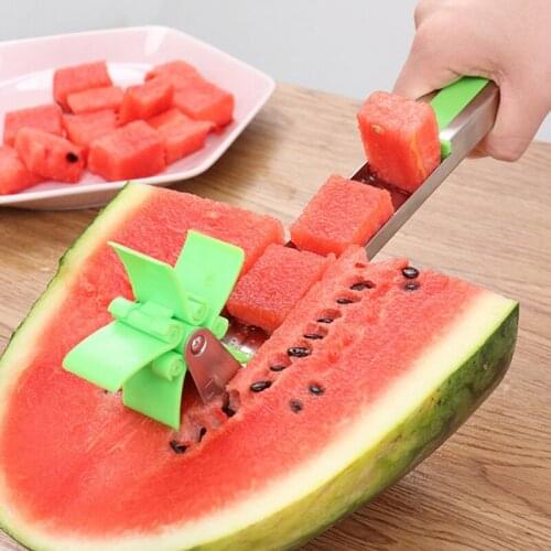 Stainless Steel Fruit Watermelon Knife Slicer Stainless Steel Windmill Cutting Spoon Corers Knife Fruit Salad Kitchen Tools