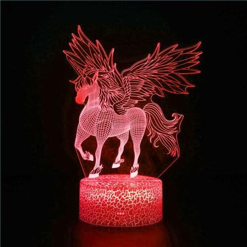 3D USB Unicorn Night Light Colorful LED Lights for Home Room Decor Touch Remote Control Table Desck Lamp Holiday Birthday Gift