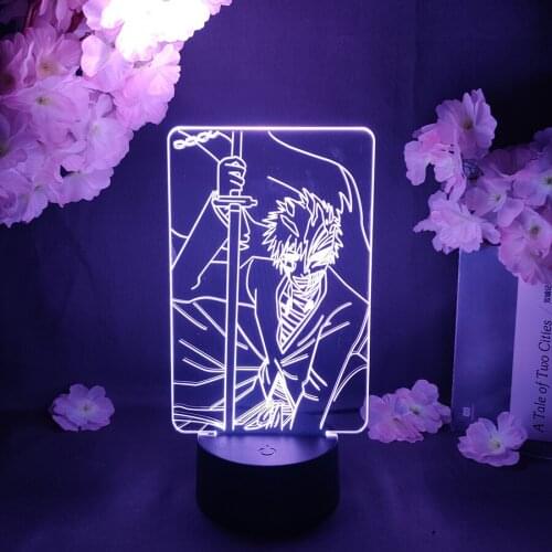 Anime Bleach Night Light Home Decoration Nightlight Cool Birthday Gift for Otaku Friends Acrylic Led Night Lamp Bleach Manga Art