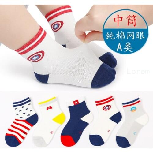 5pcs/set boy socks Disney spring and summer mesh superhero cartoon thin section breathable summer girl baby 1-12 years old socks
