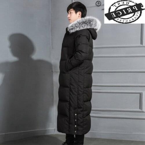 New Brand Winter Down Jacket Men Clothes 2021 Streetwear X-Long White Duck Down Coat Male Thick Fur Hooded Mens Jackets