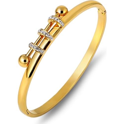 2021 Summer New Style Bracelet Three Circle Crystals Bracelets & Bangles Titanium Steel Jewelry Women Gold Charm Cuff Bangles