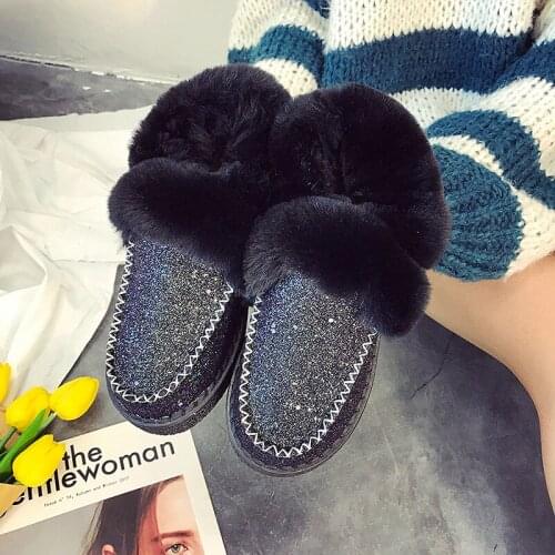 Winter New Women Snow Boots Waterproof Womens Flat Boots Winter Womens Cotton Shoes Pure Color Warm Boots