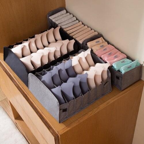 Dormitory Closet Organizer For Socks Home Separated Underwear Storage Box 7/11 grids Bra Organizer Foldable Drawer Organizer