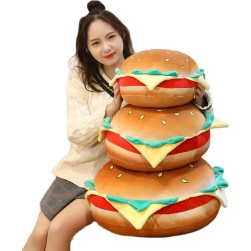 30-50cm Hamburgers Plush Toys Soft Stuffed Cartoon Food Burger Baby Pillows Hamburg Dolls New Year Gifts for Children Kids