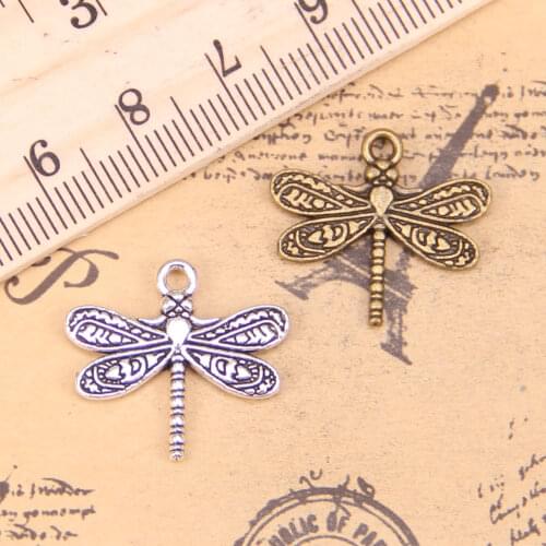 14pcs Charms dragonfly 21x19mm Antique Pendants,Vintage Tibetan Silver Jewelry,DIY for bracelet necklace