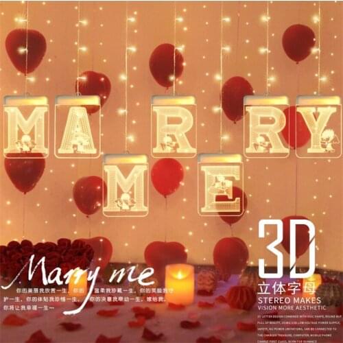 Valentines Day Hanging Letter Lamp Birthday Confession Proposal Creative Layout Supplies Props LED Decoration Room Lantern