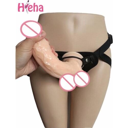 Hieha Adjustable Strap on Harness Realistic Dildo Artificial Huge Penis Masturbation Adult Game Sex Toys for Women Lesbian Gay