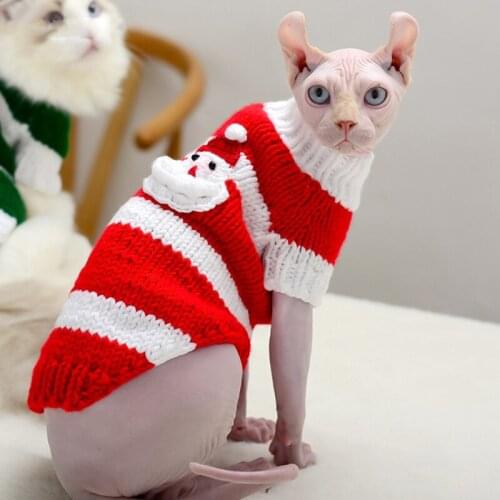 Christmas Cat Clothes Autumn and Winter Warm Sphinx Hairless Cat Costume Cat Sweater Sweet Hoodies Sphynx Chothing Cat Costumes