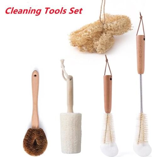Loofah Pot Brush Dish Mop Cup Cleaning Brush Kitchen Scrub Brush Kitchen Cleaning Tools Cleaning Supplies