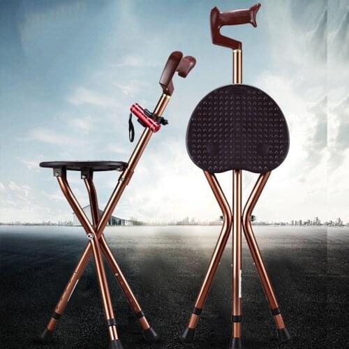 Folding Cane Seat Thick Aluminum Alloy Cane Stool Crutch Chair Cane Seat Highly Adjustable Walking Stick Tall Unisex For Elderly