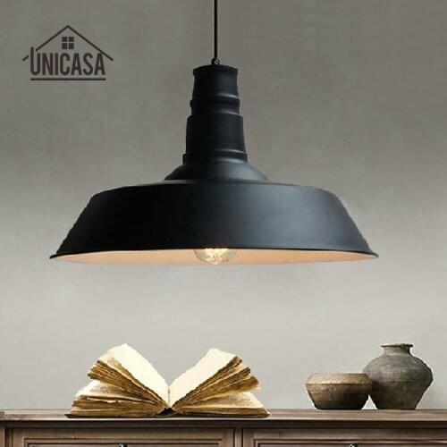 Antique Wrought Iron Pendant Lights Vintage Industrail Kitchen Island Office Bar Shop Lighting Fixtures Black Shade Ceiling Lamp