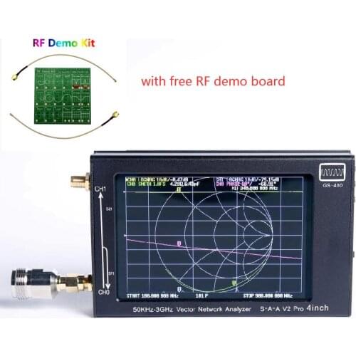 50kHz~3GHz NanoVNA V2 3G GS400 Antenna Vector Network Analyzer +4inch TFT LCD + Aluminum Housing +Battery +RF Demo kit board