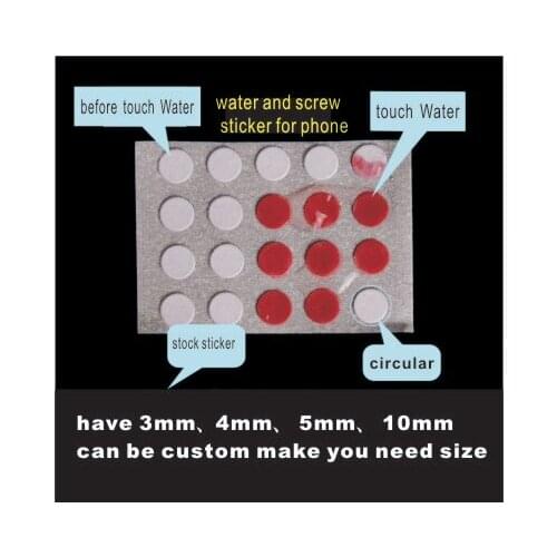 1000 PCS water and screw sticker for phone or electronic products, will be change into red color when touch water