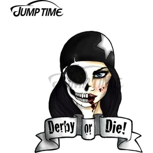 Jump Time 13 x 11cm For DerbyorDie Skull Personality Car Stickers Vinyl Car Wrap Kids Room Family Wall Window Decal
