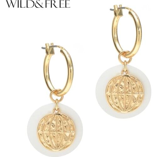 Wild&Free Europe Round Gold Hoop Earrrings Female Bohemian Women Jewelry Earth Charms Small Minimalist Hoops Ear Piercing