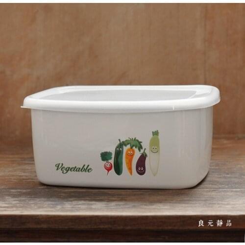 Heavy white porcelain enamel preservative pickles storage box butter vegetables ice cream bread food boxes