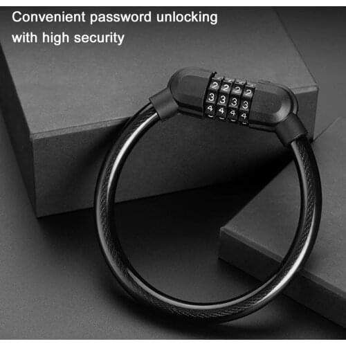 Four-digit Password Lock Bicycle Lock Mountain Security Lock Portable Ring Lock Bicycle Accessories MTB Anti-theft Bike Lock